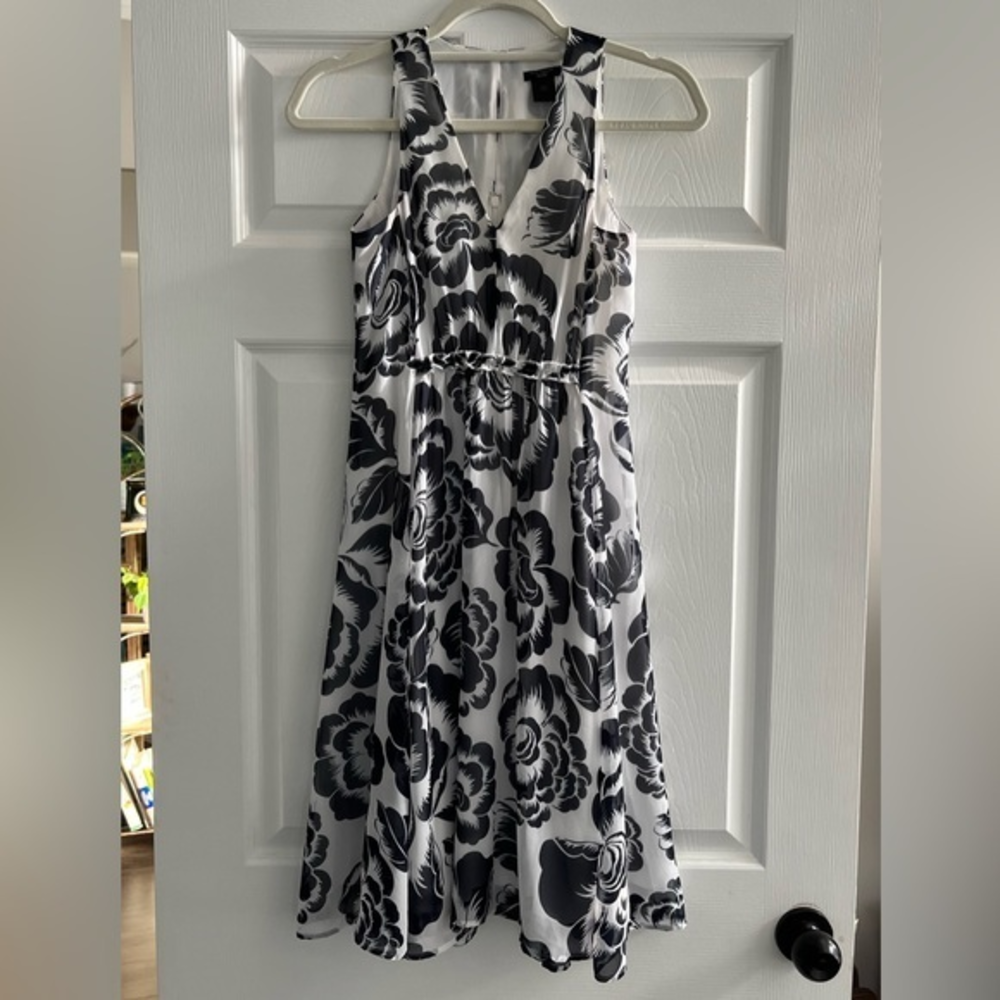 Ann Taylor Factory Petite Midnight Blue & White Sleeveless Dress Size 00P